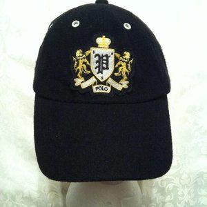 POLO RALPH LAUREN MEN'S BLACK 100%WOOL BASEBALL CAP  HAT ONE SIZE